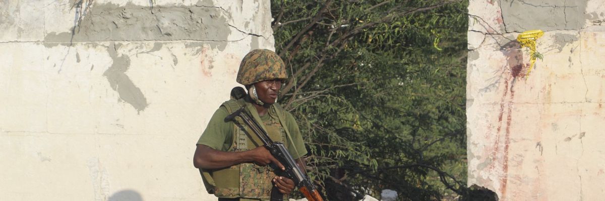 An African Union Mission to Somalia (AMISOM) soldier 