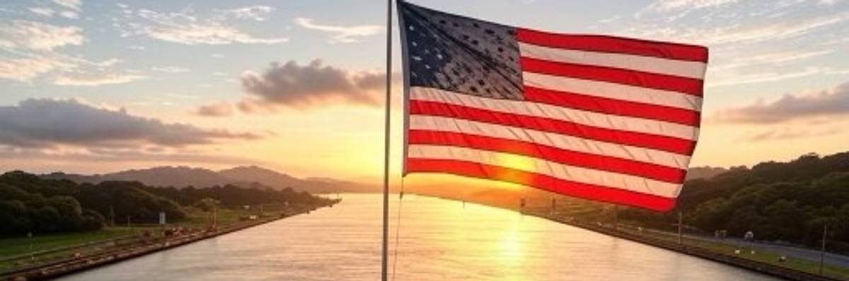 an american flag and the panama canal
