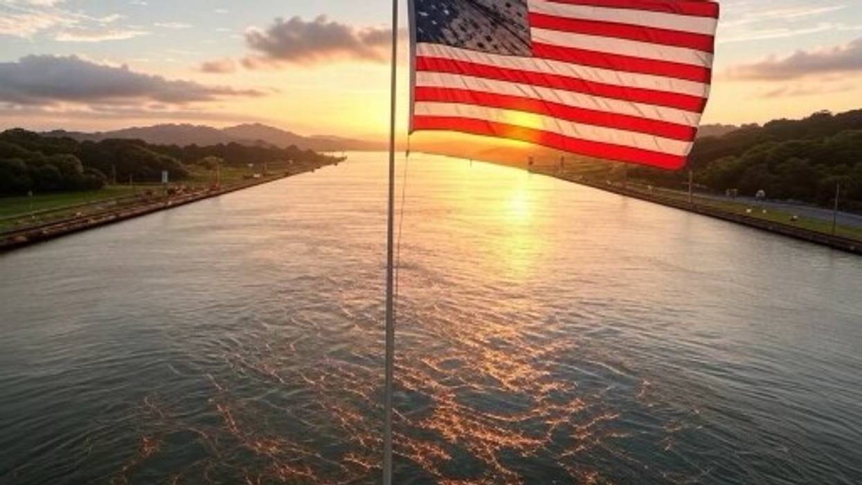 an american flag and the panama canal