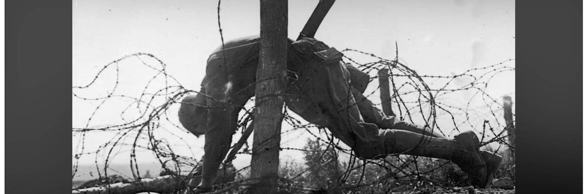 An American soldier killed in No Man's Land of World War 1