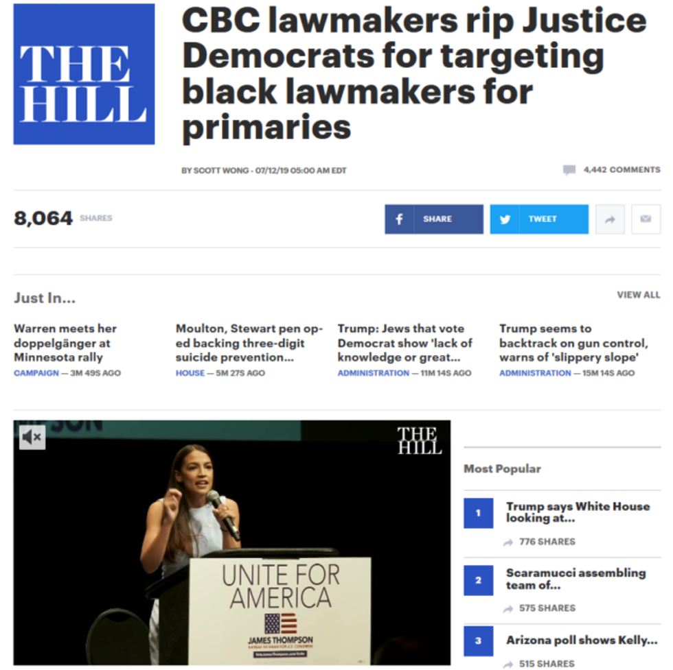 An anonymous source in The Hill (7/12/19) charges that Alexandria Ocasio-Cortez is a