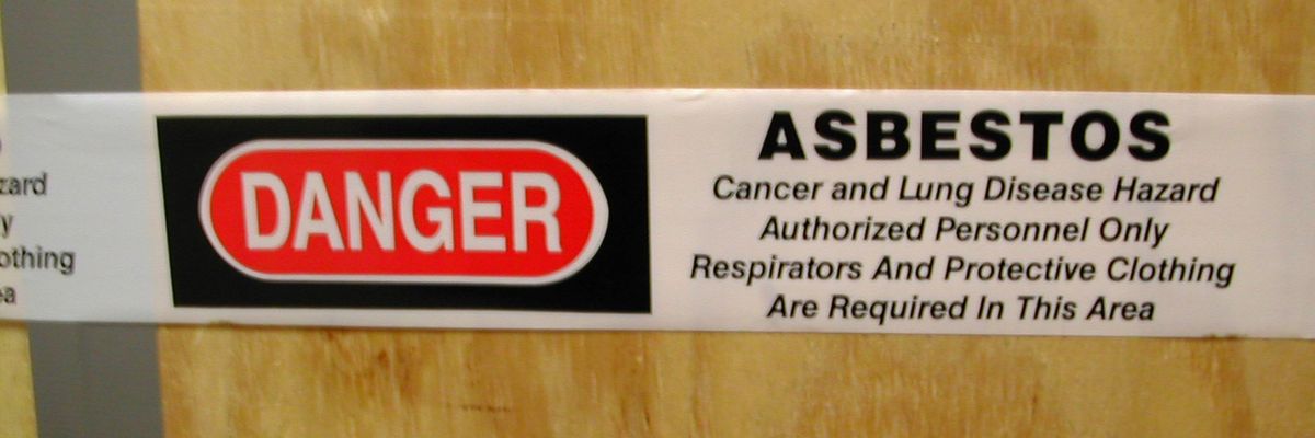 an asbestos danger sign