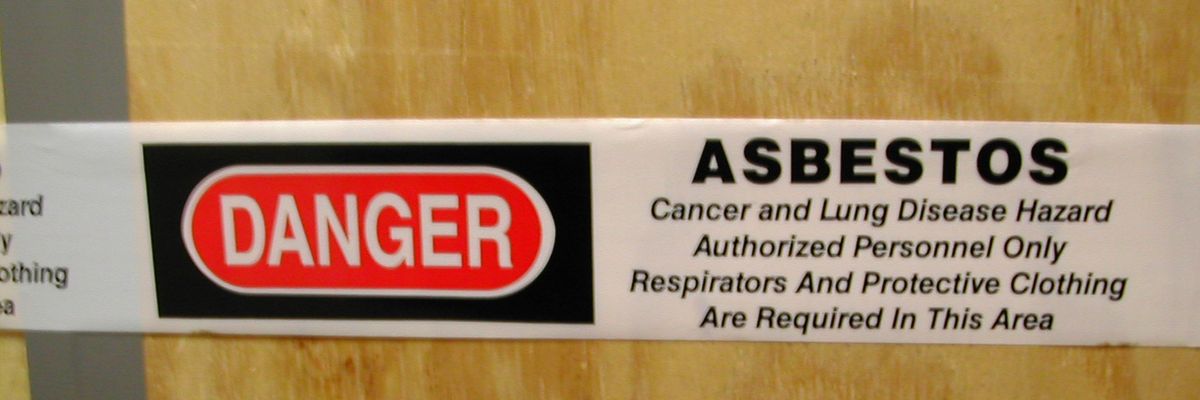 an asbestos danger sign