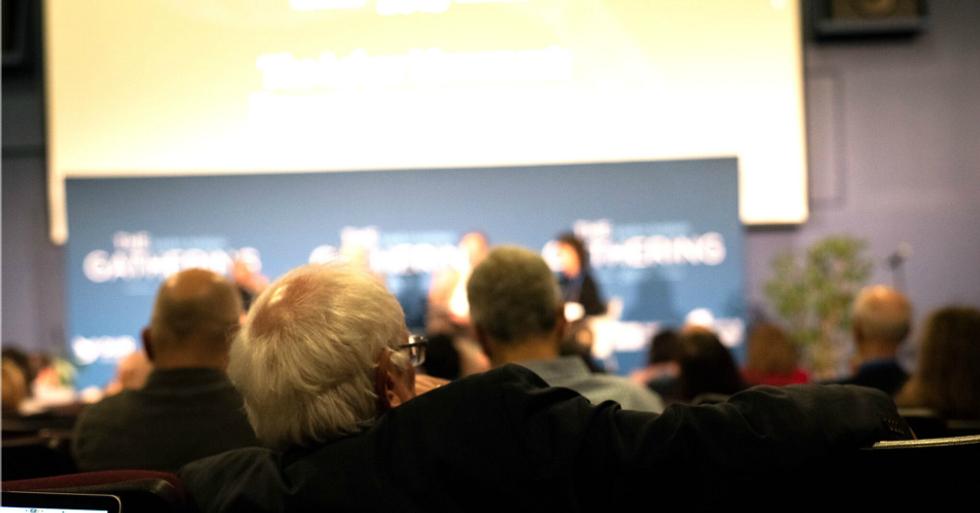 An audience member listens during the panel titled 'The Labor Movement: Essential to Democracy,' at the Sanders Institute Gathering. (Photo: (c) Will Allen 2018 / @willallenexplore)