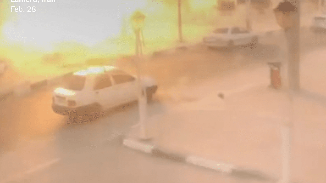 An explosion over a sports hall in Lamerd, Iran