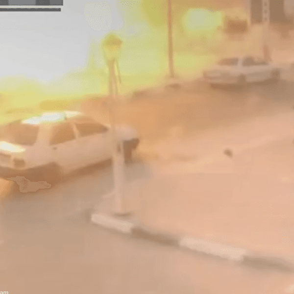 An explosion over a sports hall in Lamerd, Iran