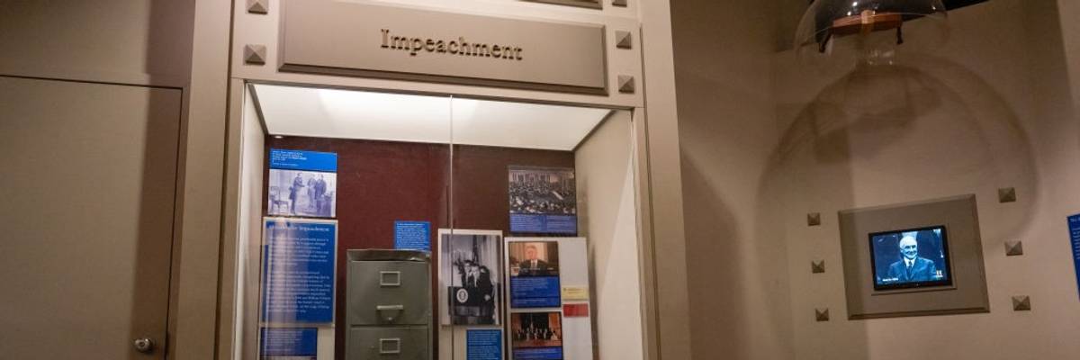 An impeachment exhibit at the Smithsonian.