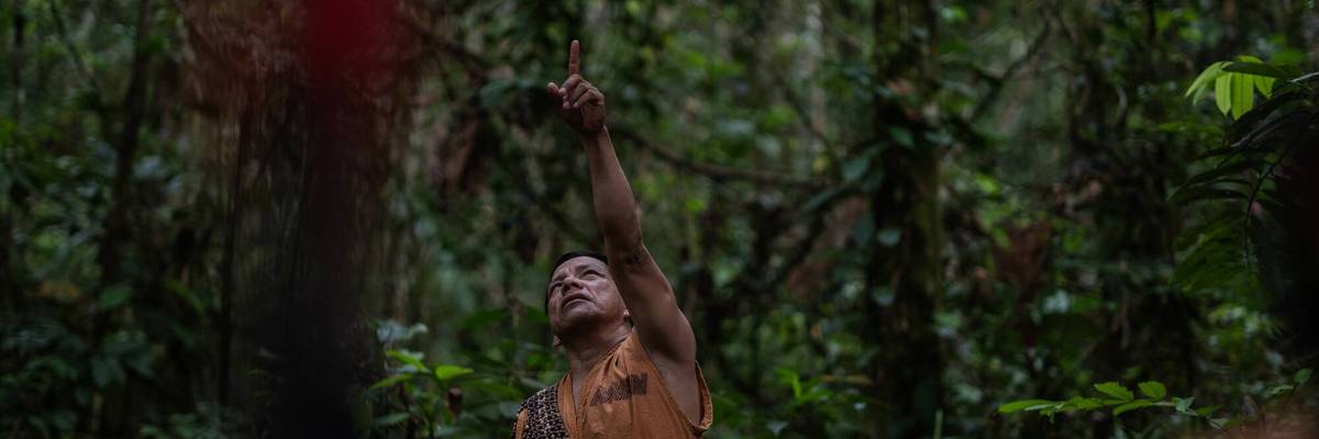 An Indigenous land defender in Peru.