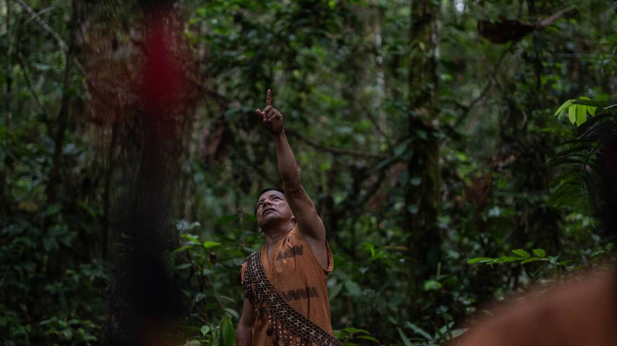 An Indigenous land defender in Peru.