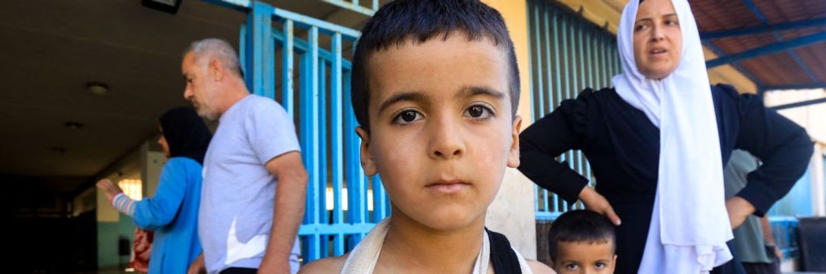 An injured child in Lebanon