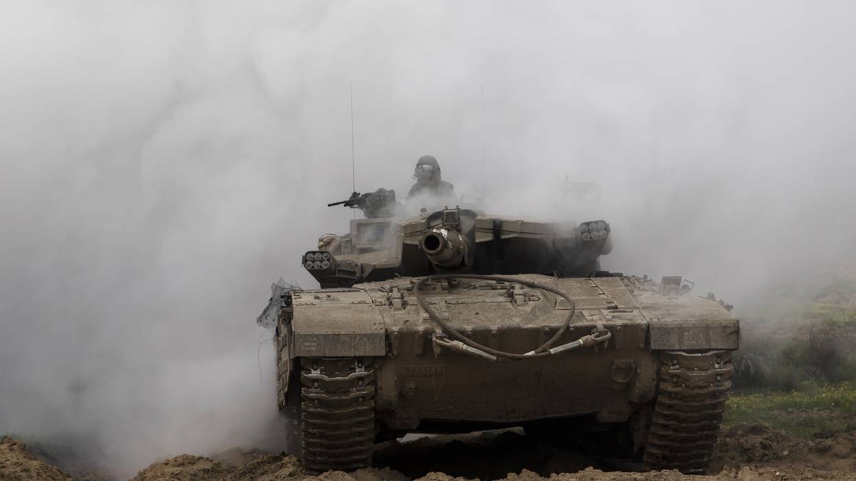 An Israeli tank on the Gaza border.
