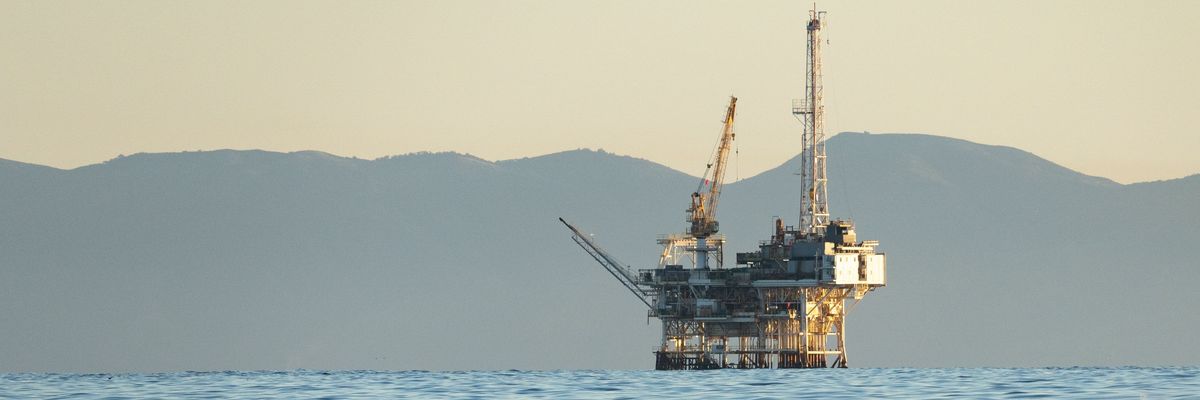 An offshore oil platform