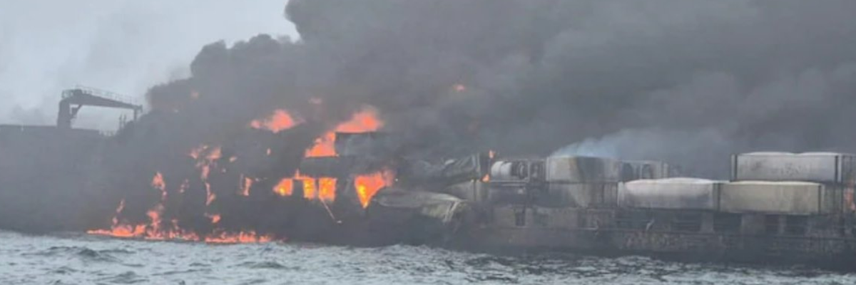 An oil tanker and a cargo ship collided off the British coast in the North Sea