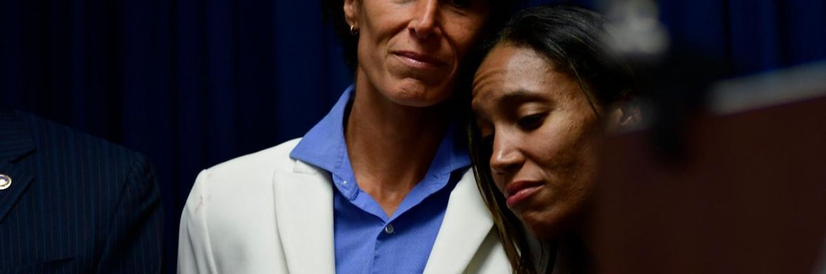 Andrea Constand with her lawyer after Bill Cosby was convicted of sexually assaulting her in 2018.