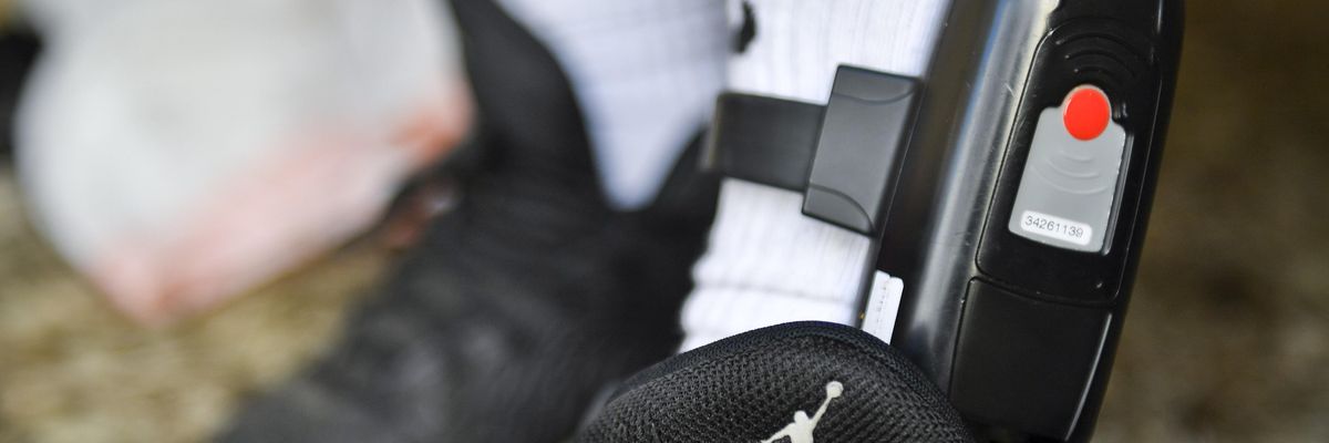 Ankle bracelet for surveillance purposes.