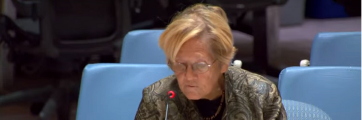 Ann Wright speaks at the U.N. Security Council