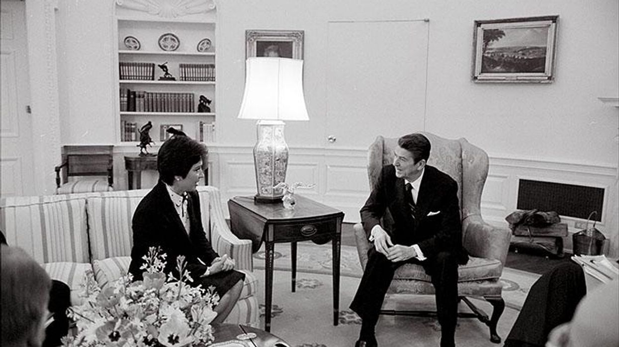 Anne Gorsuch meeting with President Ronald Reagan in the Oval Office