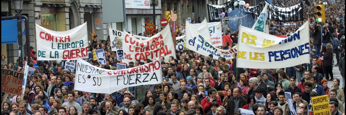 Anti-globalization protest in Barcelona.