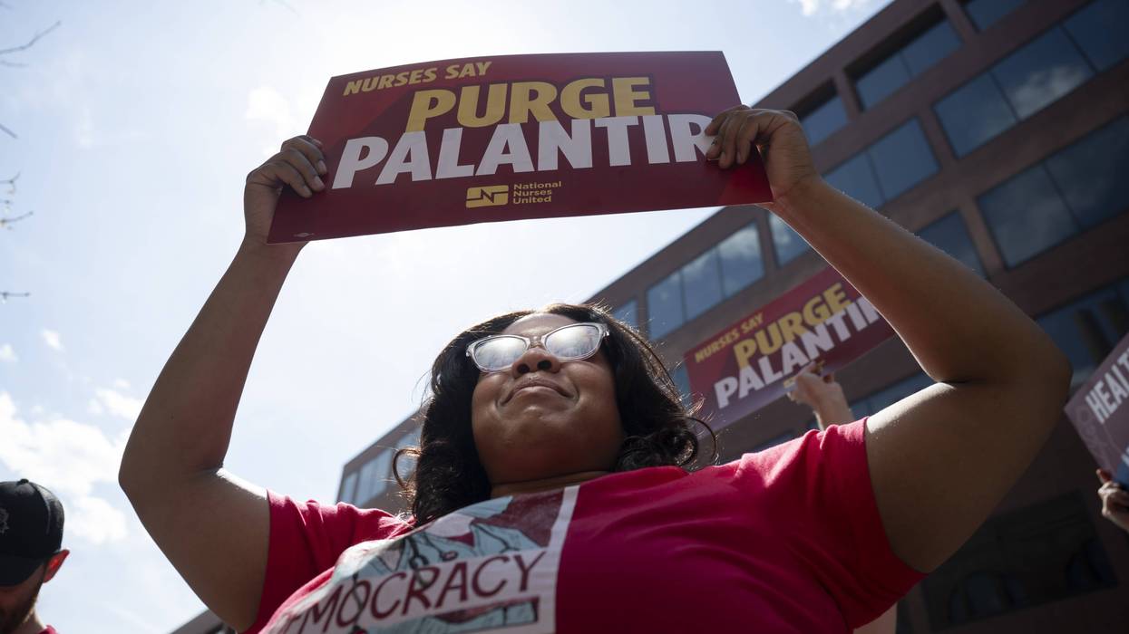 Anti-ICE demonstrators protest Palantir in Washington, DC