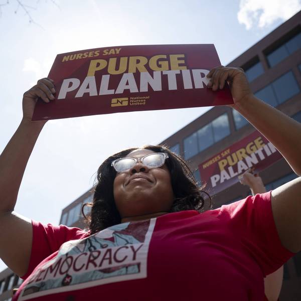 Anti-ICE demonstrators protest Palantir in Washington, DC