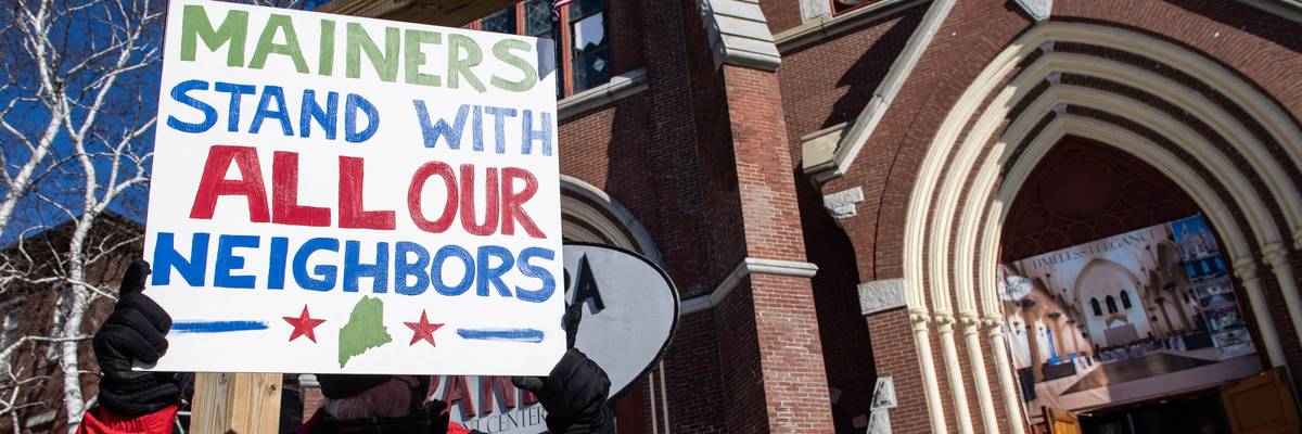 Anti-ICE protest in Maine.
