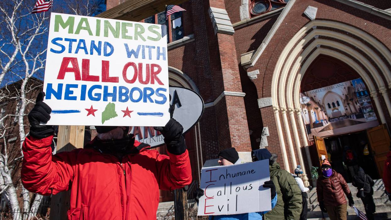 Anti-ICE protest in Maine.