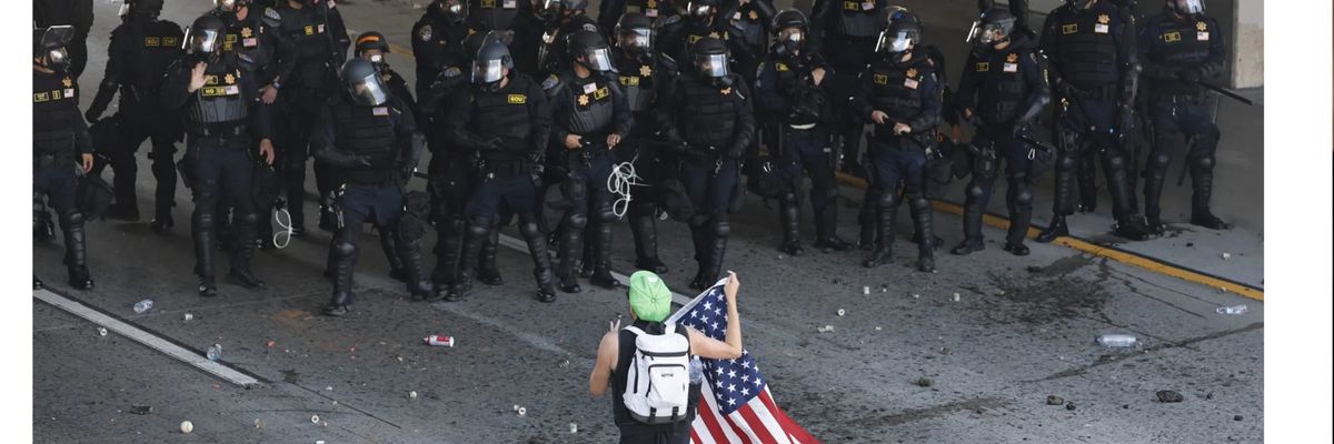 Anti-ICE protester confronts California police in June