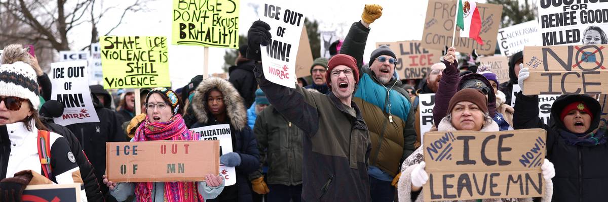 Anti-ICE protesters in Minnesota.