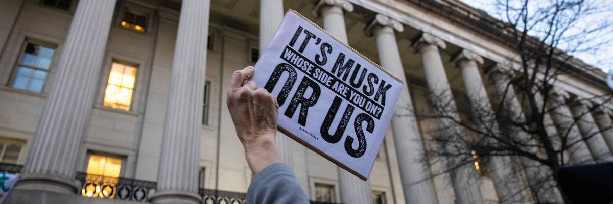 Anti-Musk protest at Treasury.