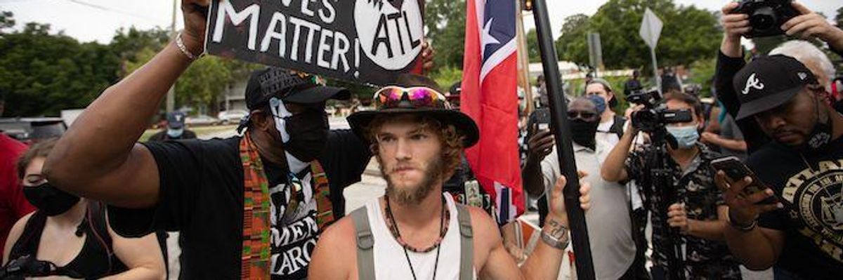 'Go Home, Racists!': BLM Counterprotesters Shout Down White Nationalists in Stone Mountain, Georgia