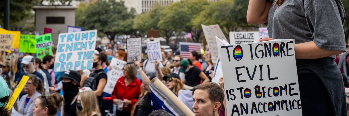 Anti-Trump protest in Austin, Texas.