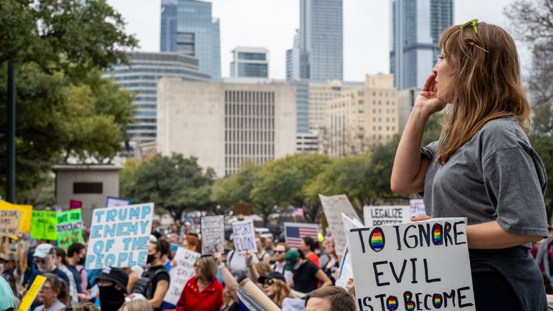 Anti-Trump protest in Austin, Texas.