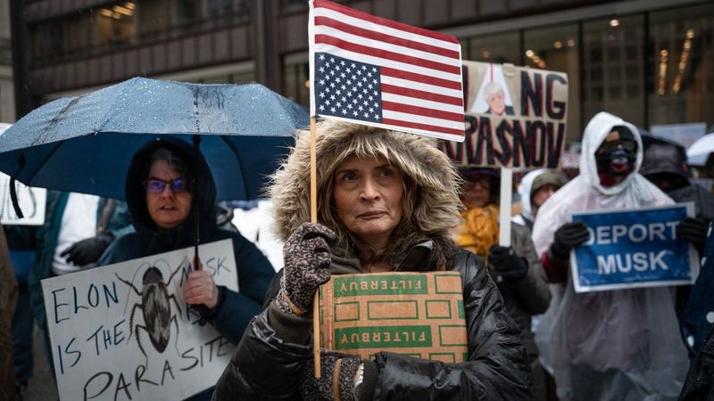 Anti-Trump Protesters Gather In Cities Nationwide Ahead Of President's Joint Address To Congress