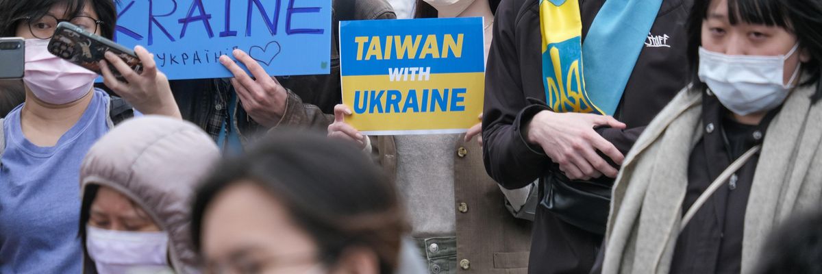 Anti-war demonstrators in Taiwan