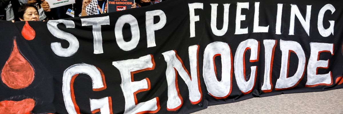 Anti-war protest at COP29.