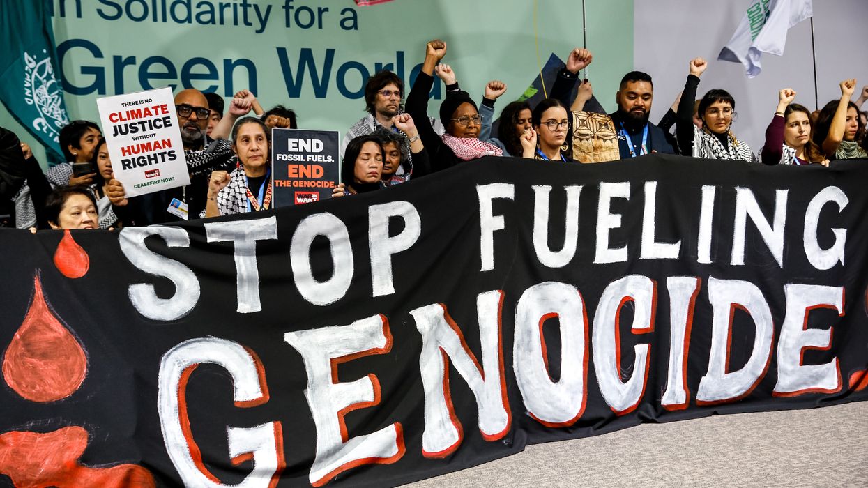 Anti-war protest at COP29.
