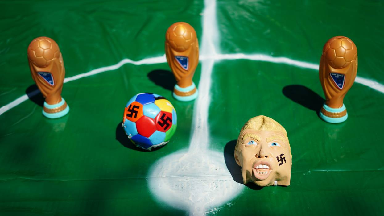 Anti-World Cup soccer match.