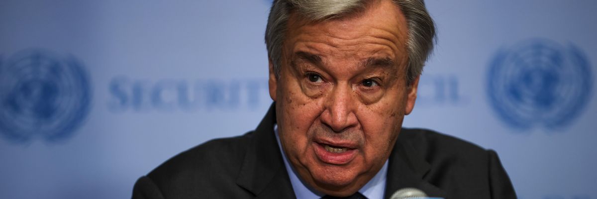 Antonio Guterres speaks at a press conference