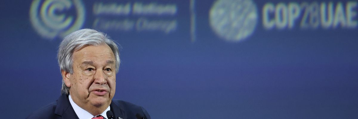 Antonio Guterres speaks at COP28.