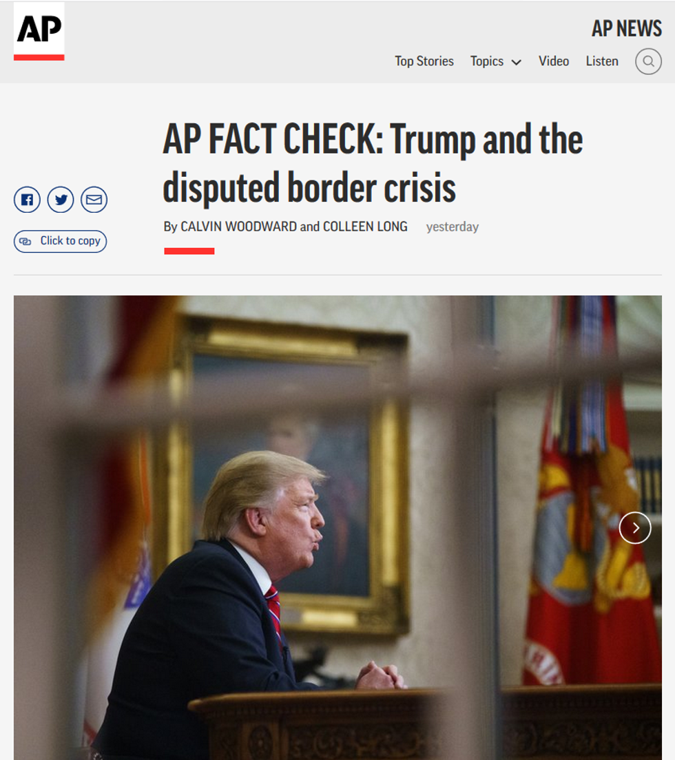 AP: AP FACT CHECK: Trump and the disputed border crisis