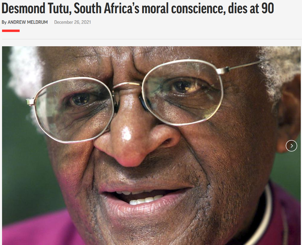 AP: Desmond Tutu, South Africa's moral conscience, dies at 90