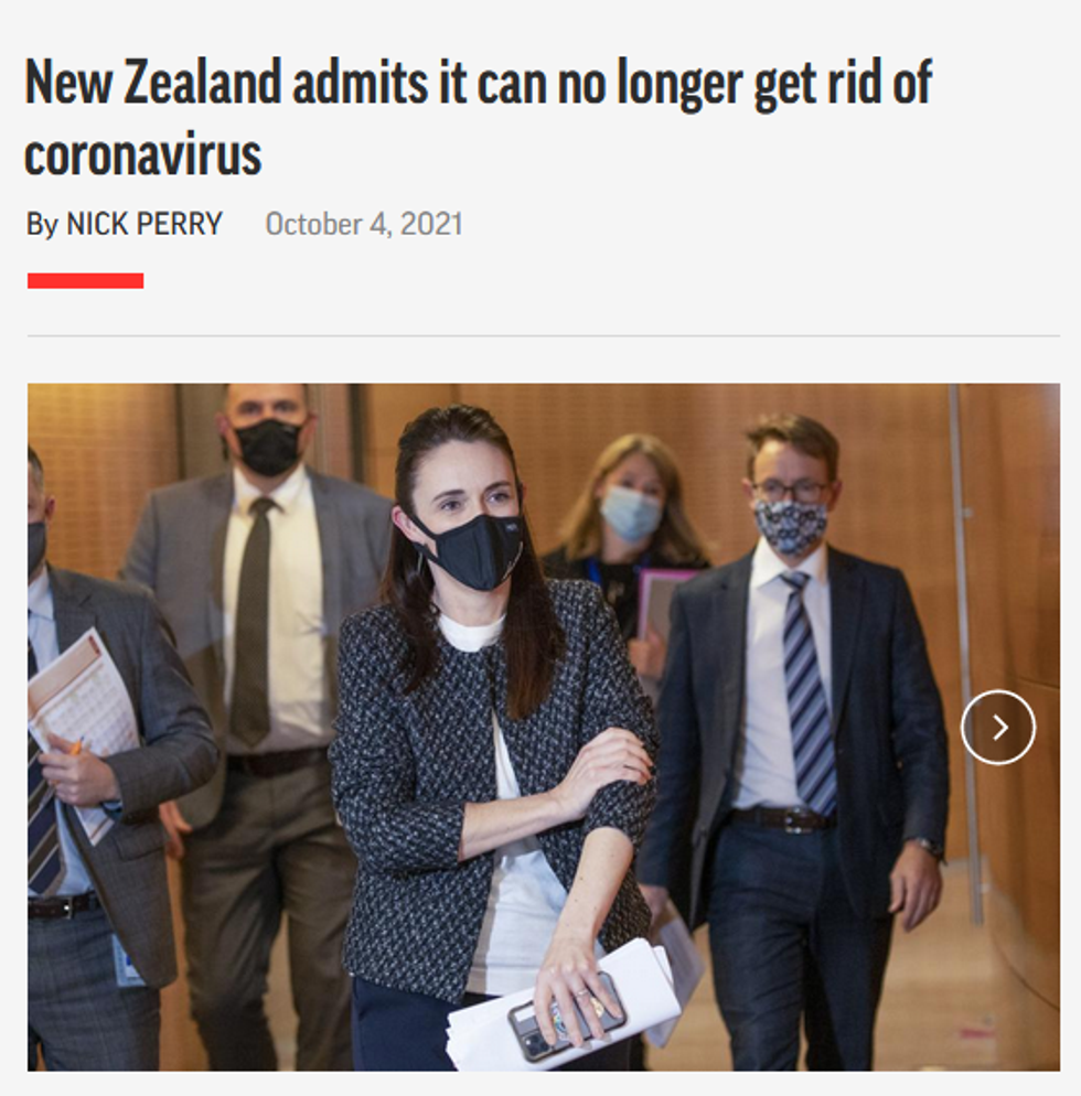 AP: New Zealand Admits It Can No Longer Get Rid of Coronavirus