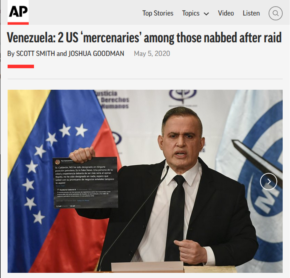 AP: Venezuela: 2 US 'mercenaries' among those nabbed after raid