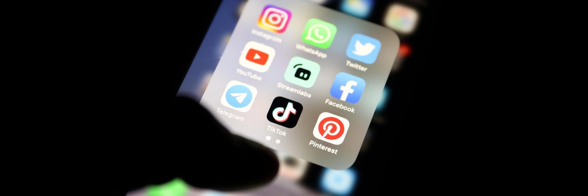 App icons are displayed on a smartphone screen in Ankara, Turkey on May 11, 2021.