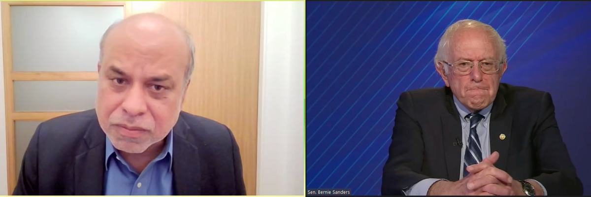 Arif Husain and Bernie Sanders