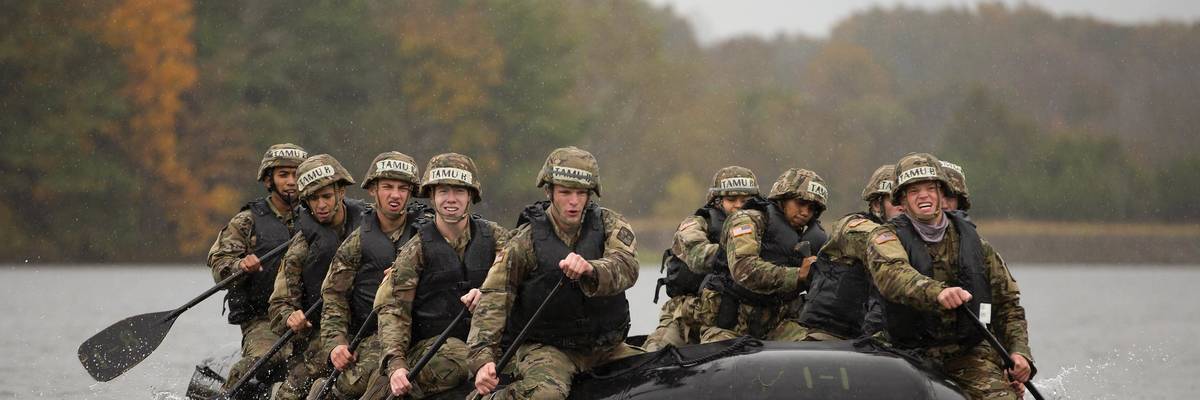Army cadets participate in a water course at Fort Knox, Ky., Oct. 28, 2021.