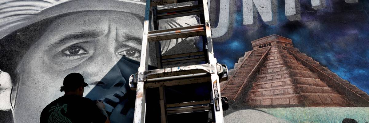 Artist MisterAlek erased Cesar Chavez mural and replaces it with Delores Huerta mural.