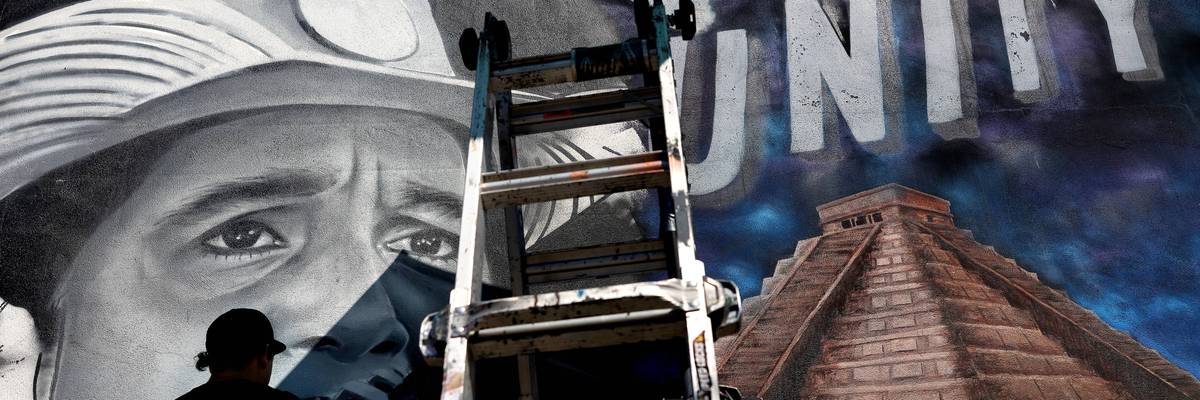 Artist MisterAlek erased Cesar Chavez mural and replaces it with Delores Huerta mural.
