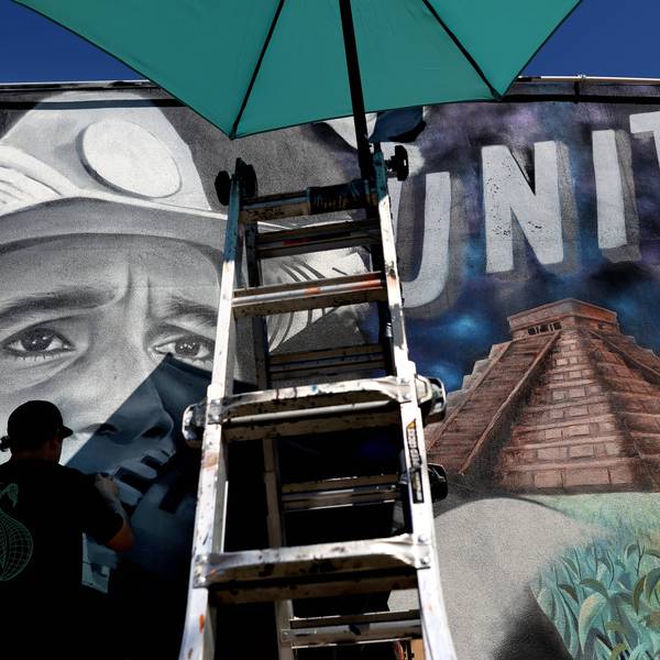 Artist MisterAlek erased Cesar Chavez mural and replaces it with Delores Huerta mural.