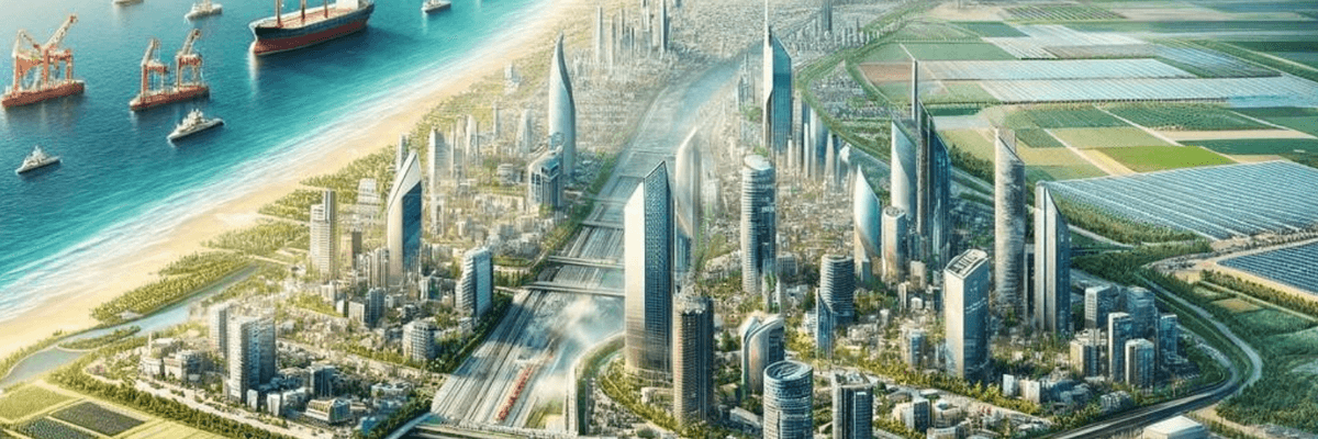 artist's rendering of the Gaza Reconstitution, Economic Acceleration, and Transformation (GREAT) Trust's vision for Gaza